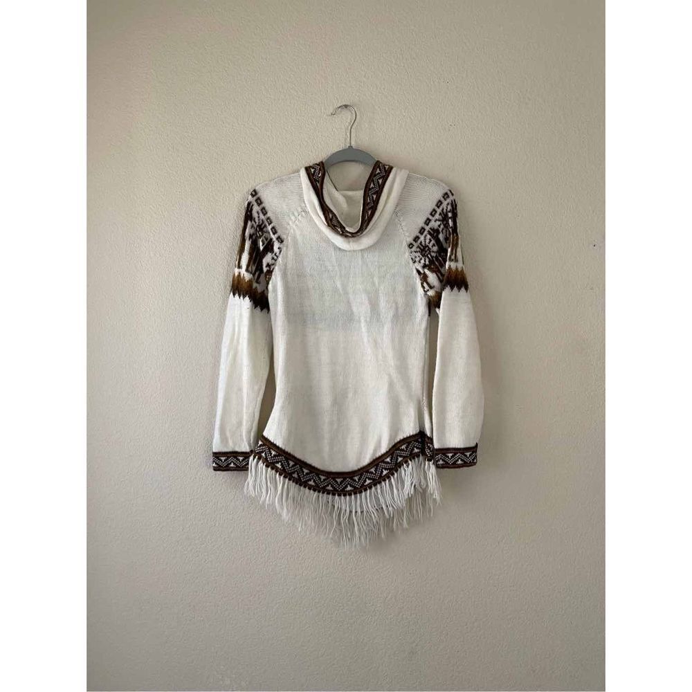 Vintage 100% Alpaca fringe hoodie sweater small - Picture 2 of 7